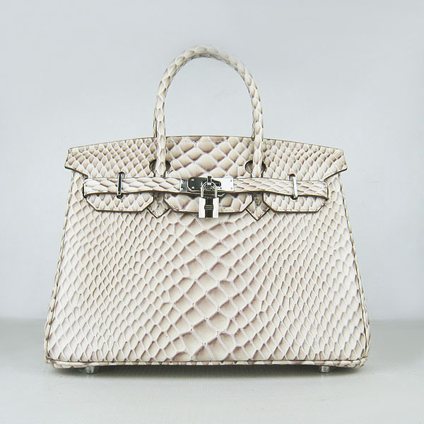 Replica Hermes Birkin 30CM Fish Veins Leather Bag Cream 6088 On Sale